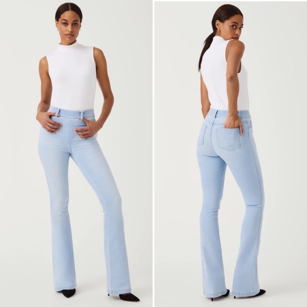 SPANX Flare Jeans Retro Light Wash Size Medium Petite